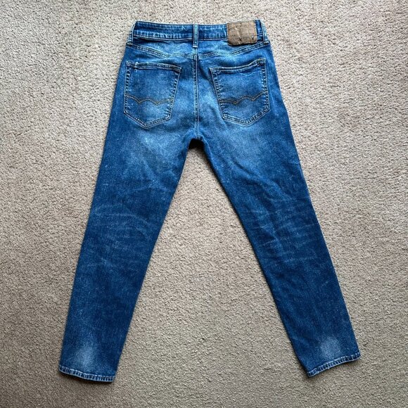 American Eagle Jeans Mens 28x29 Slim Straight Blue Light Wash Denim Mid Rise - Picture 3 of 14